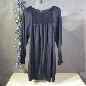 BCBGMaxAzria Silk Baby Doll Dress W/Crochet detail